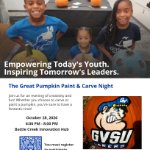 Flyer for free Pumpkin Paint and Carve Night at the Battle Creek Innovation Hub on October 28th from 6:00pm-8:00pm on October 28, 2026